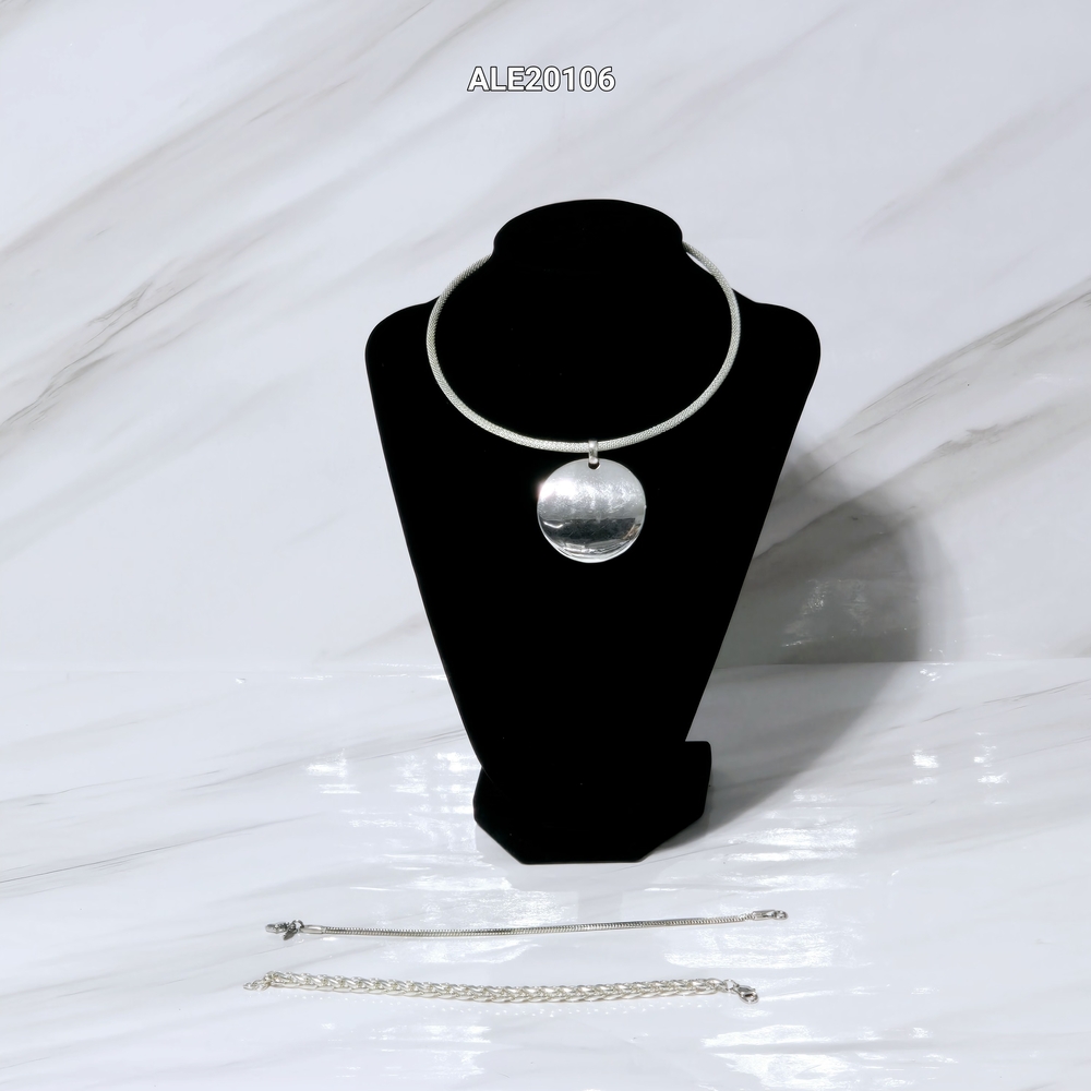 Monet Set Pendant Necklace, two Bracelets Silver Tone